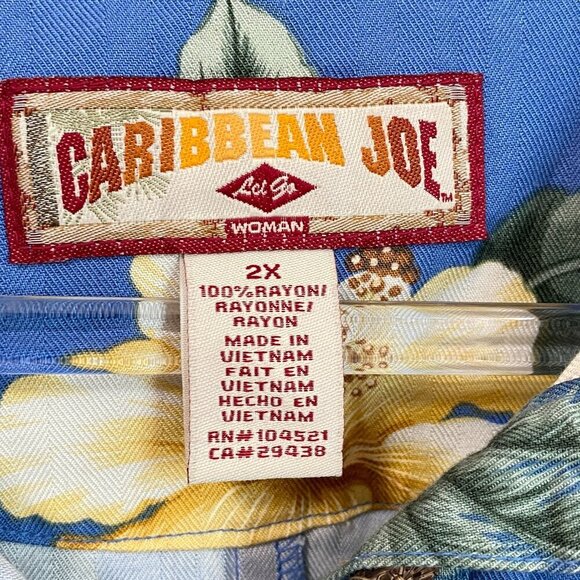 Caribbean Joe Blue Floral Hawaiian Dress 2X - Picture 5 of 6